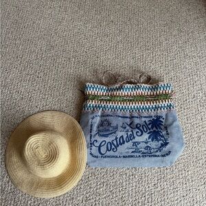 NWOT Costa del Sol beach bag purchased in Spain beach hat included